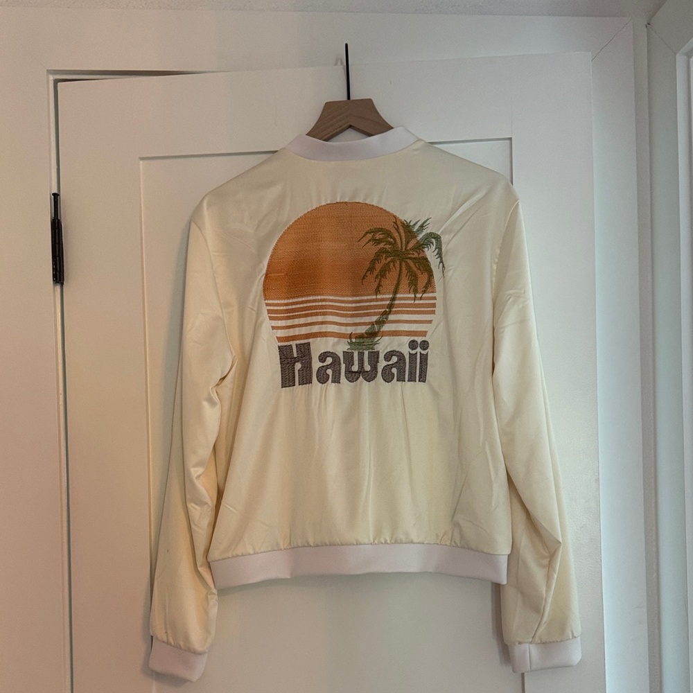 Hawaii Tropical Cream Bomber Jacket
